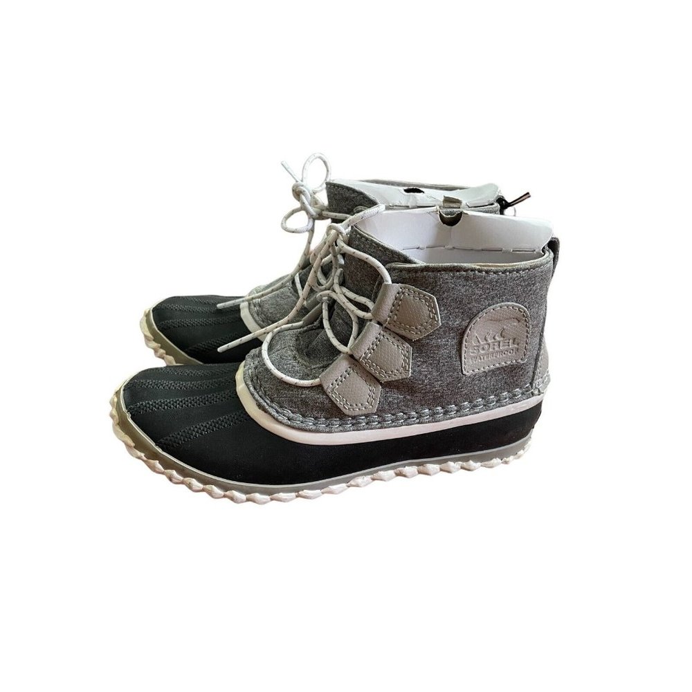 SOREL Womens Gray & Black Out N About Ankle Boots Size 5 Lace Up